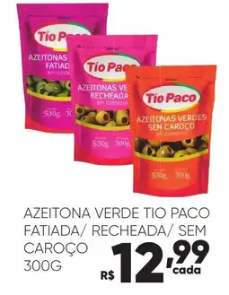 Pais e Filhos Supermercados Azeitona verde tio paco fatiada/ recheada/ sem caroço oferta