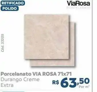 Porcelanato Via Rosa 71x71 Durango Creme Extra