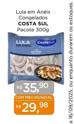 Supermercados Mundial Lula em Anéis Congelados COSTA SUL Pacote oferta