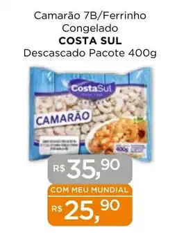 Supermercados Mundial Camarão 7B/Ferrinho Congelado COSTA SUL Descascado Pacote oferta
