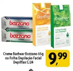 Coelho Diniz Creme Barbear Bozzano ou Folha Depilação Facial Depilflax C/24 oferta