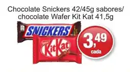 Supermercados Rod e Raf Chocolate Snickers sabores/ chocolate Wafer Kit Kat oferta