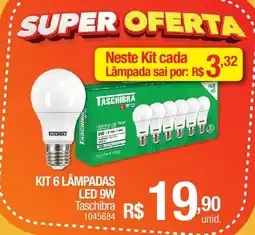 Milium Kit 6 lâmpadas led 9W Taschibra oferta