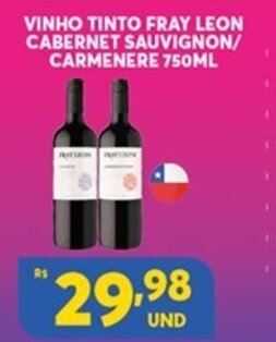 Atacadão Centro Sul Vinho Tinto Fray Leon Cabernet Sauvignon/ Carmenere 750ml oferta