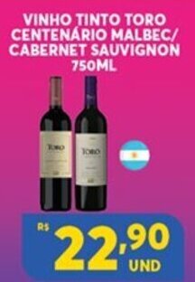 Atacadão Centro Sul Vinho Tinto Toro Centenario Malbec/ Cabernet Sauvignon 750ml oferta