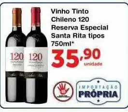 Roldão Vinho Tinto Chileno 120 Reserva Especial Santa Rita Tipos oferta