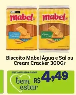 Covabra Supermercados Biscoito Mabel Água e Sal ou Cream Cracker oferta