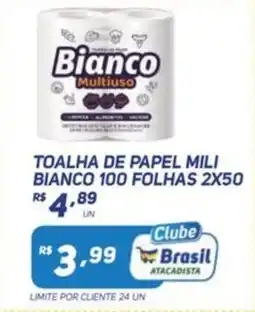 Brasil Atacadista Toalha de papel mili bianco 100 folhas oferta