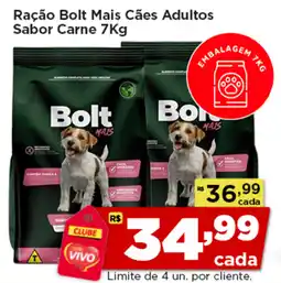 Rede Vivo Ração Bolt Mais Cães Adultos Sabor Carne oferta