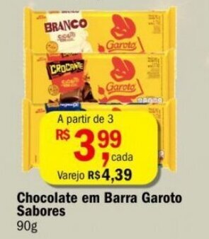 Ultrabox Chocolate em Barra Garoto sabores 90g oferta