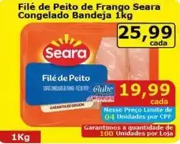 Mialich Supermercados Filé de Peito de Frango Seara Congelado Bandeja oferta