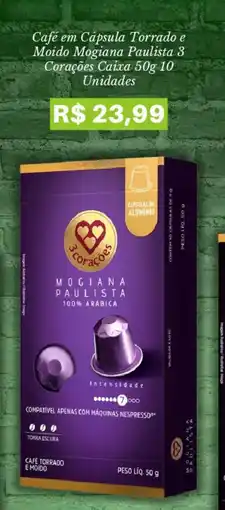 Pão de Açúcar Café em Cápsula Torrado e Moído Mogiana Paulista 3 Corações Caixa oferta