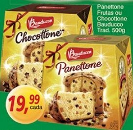 Supermercados Guanabara Panettone Frutas ou Chocottone Bauducco tradicional 500g oferta
