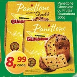 Supermercados Guanabara Panettone Chocolate ou Frutas Guanabara 500g oferta