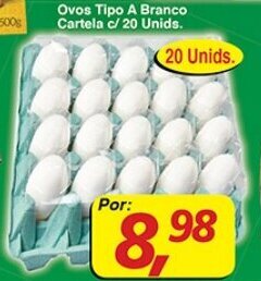 Supermercados Guanabara Ovos Tipo A Branco Cartela c/ 20 unids. oferta