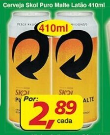 Supermercados Guanabara Cerveja Skol Puro Malte latao 410ml oferta