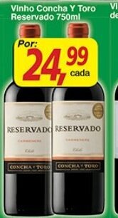 Supermercados Guanabara Vinho Concha y Toro Reservado 750ml oferta