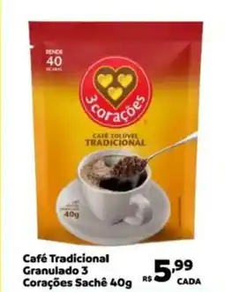 Max Atacadista Café Tradicional Granulado 3 Corações Sachê oferta
