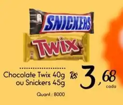 Giassi Supermercados Chocolate Twix ou Snickers oferta