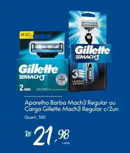 Giassi Supermercados Aparelho Barba Mach3 Regular ou Carga Gillette Mach3 Regular oferta