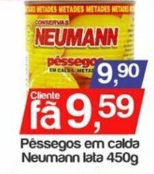 Pessegos em calda Neumann lata 450g