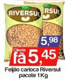 Feijao carioca Riversul pacote 1kg