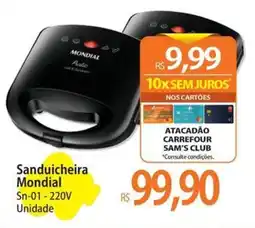 Atacadão Sanduicheira Mondial Sn-01 - 220V Unidade oferta