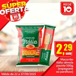 Rede 10 Macarrão Itália sêmola pacote oferta