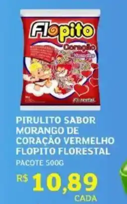 Assaí Atacadista Pirulito sabor morango de coração vermelho flopito florestal oferta