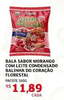 Assaí Atacadista Bala sabor morango com leite condensado balinha do coração florestal pacote oferta