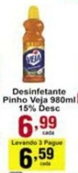 Rossi Supermercado Desinfetante Pinho Veja 980ml 15% Desc oferta