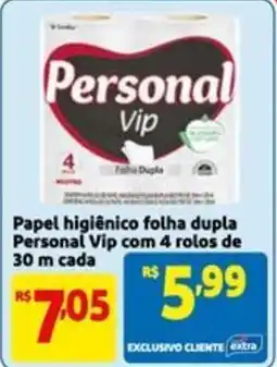 Mercado Extra Papel higiênico folha dupla Personal Vip com 4 rolos de 30 m cada oferta