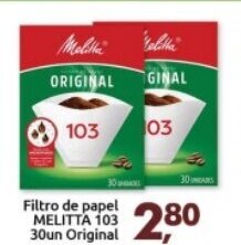 Supermercados Nori Filtro de Papel Melitta 103 30un original oferta