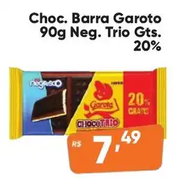 Supermercados Pague Menos Choc. Barra Garoto Neg. Trio oferta