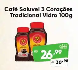 Supermercados Pague Menos Café Soluvel 3 Corações Tradicional Vidro oferta