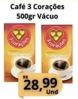 Supermercados Pague Menos Café 3 Corações Vácuo oferta