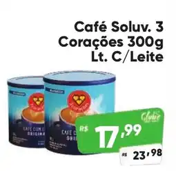 Supermercados Pague Menos Café Soluv. 3 Corações oferta