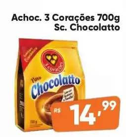 Supermercados Pague Menos Achoc. 3 Corações Sc. Chocolatto oferta