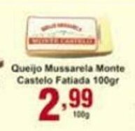 Rossi Supermercado Queijo Mussarela Monte Castelo fatiada 100g oferta