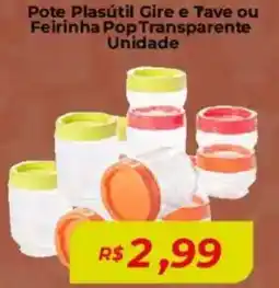 Mart Minas Pote Plasútil Gire e Tave ou Feirinha Pop Transparente Unidade oferta
