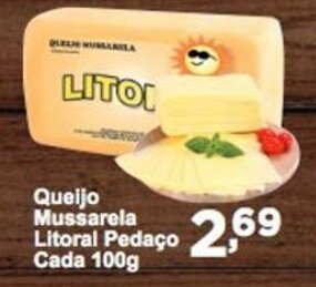 Rossi Supermercado Queijo Mussarela Litoral pedaco cada 100g oferta
