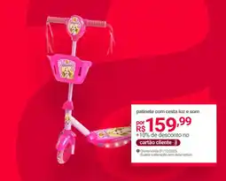 Lojas Americanas patinete com cesta luz e som oferta
