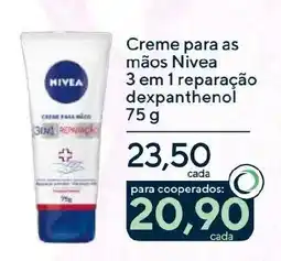 Coop Creme para as mãos Nivea 3 em 1 reparação dexpanthenol oferta