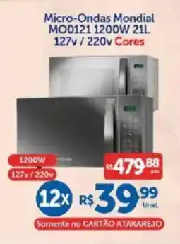 Atakarejo Micro-Ondas Mondial MO0121 1200W 21L 127v/220v Cores oferta