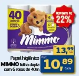 Cometa Supermercados Papel higiênico MIMMO folha dupla com 6 rolos de 40m oferta