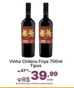 Super Lagoa Vinho Chileno Foye Tipos oferta