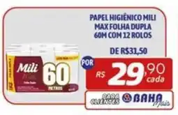Bahamas Mix Papel higiénico mili max folha dupla 60m com 12 rolos oferta