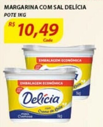 Assaí Atacadista Margarina com Sal Delicia pote 1kg oferta