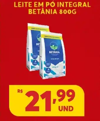 Atacadão Centro Sul Leite em po integral Betania 800g oferta
