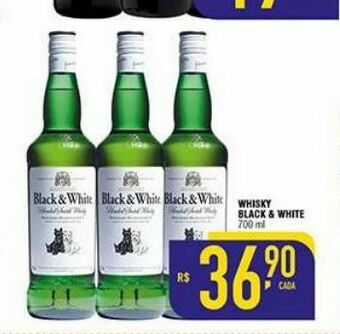 Mercantil Rodrigues Whisky escocês black & white 700ml oferta